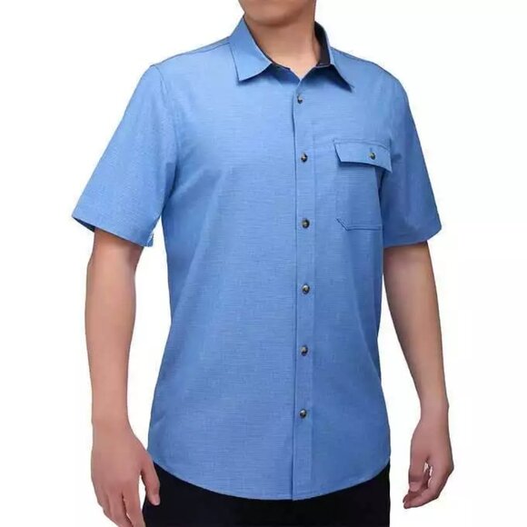 Avalanche Tops - Avalanche Men's Performance Short Sleeve Woven Shirt (Blue, Small)